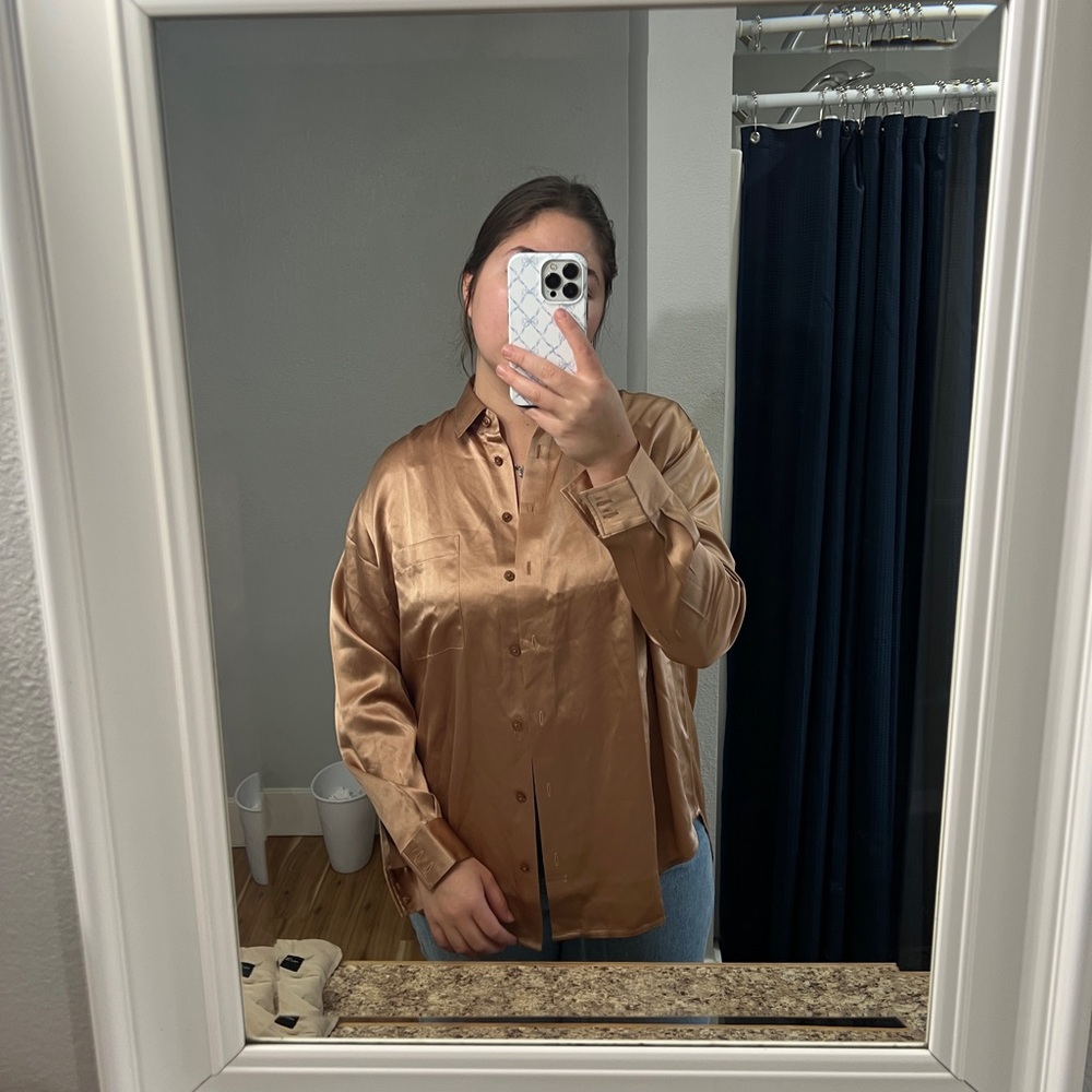 Reformation silk button up